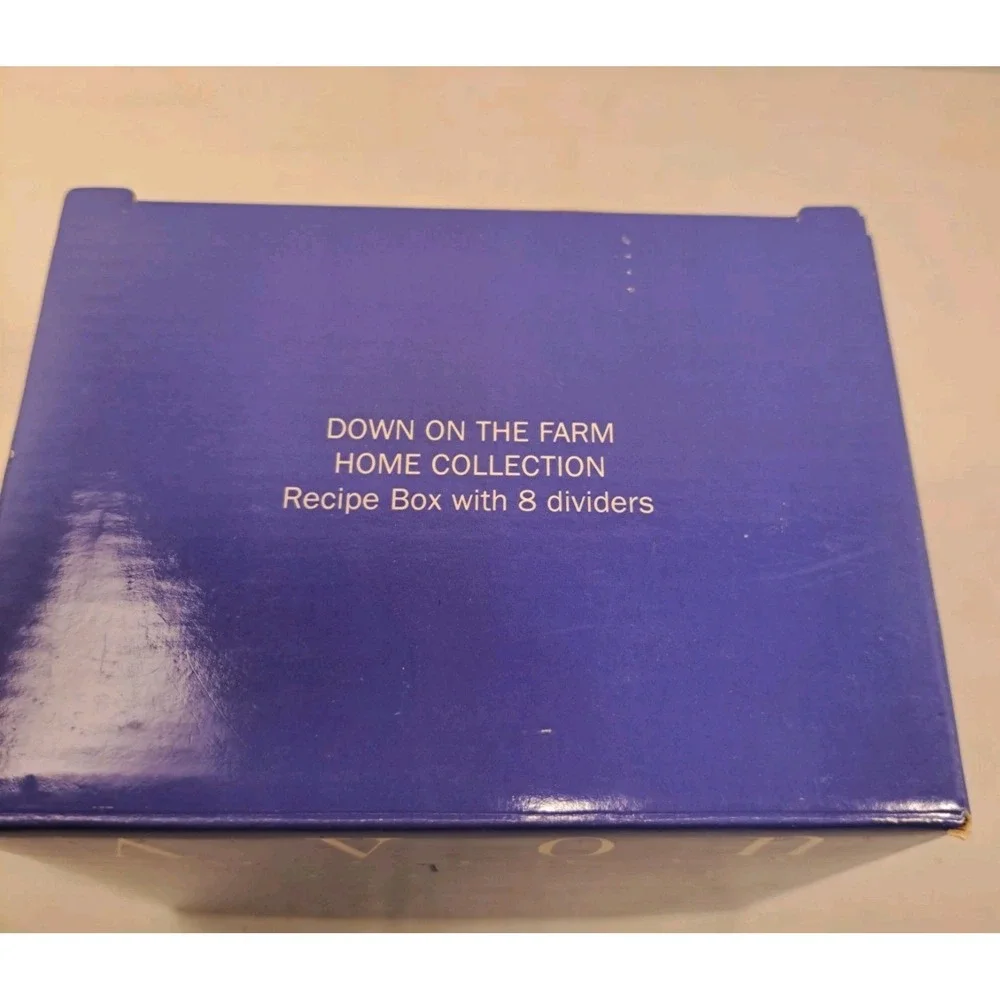 Vintage Avon Chicken Coop Recipe Box With Dividers Blue NOS!